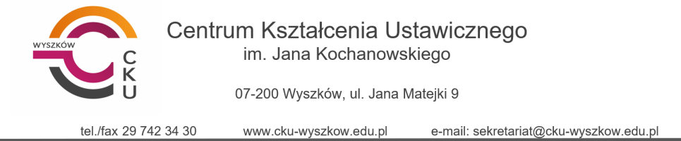 Portal Edukacyjny Centrum Kształcenia Ustawicznego im. Jana Kochanowskiego w Wyszkowie MOODLE (ePortal CKU)